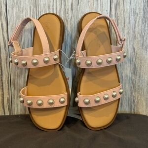 Cat & Jack Pink and Tan Studded Sandals NWT Sz 2